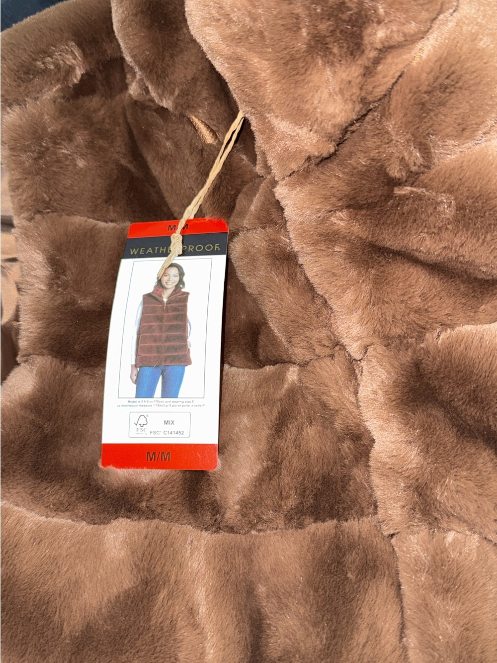 Weatherproof Plush Faux Fur Vest in Rich Brown